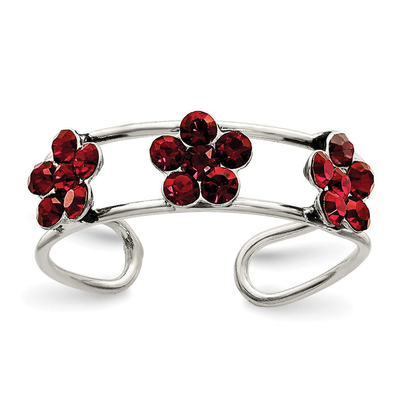 Sterling Silver Stelluxt Crystal Floral Toe Ring