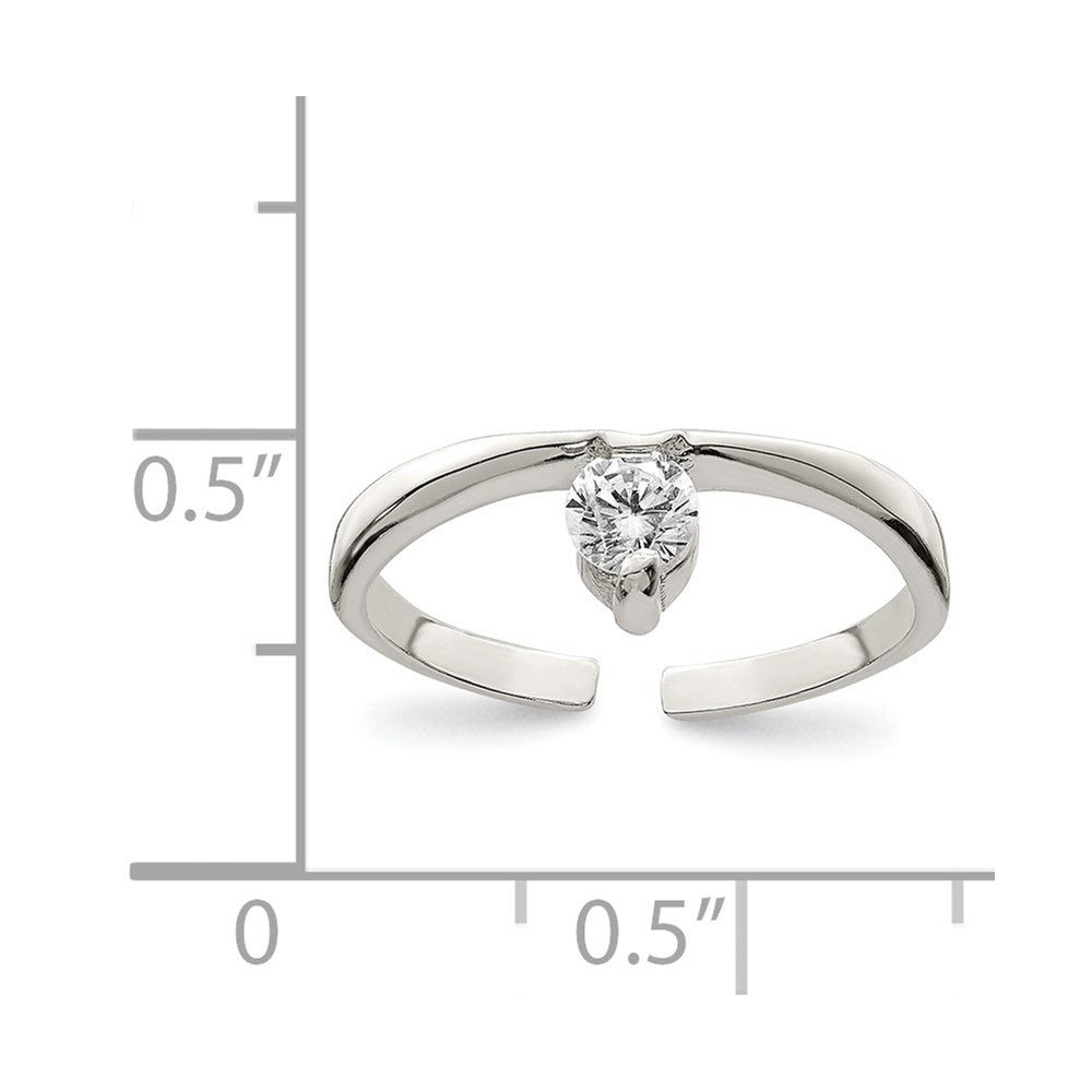Sterling Silver Cz Toe Ring