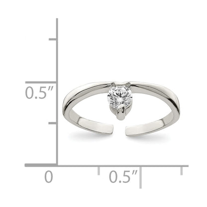 Sterling Silver Cz Toe Ring