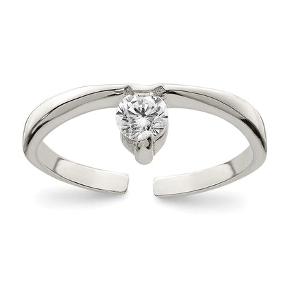 Sterling Silver Cz Toe Ring