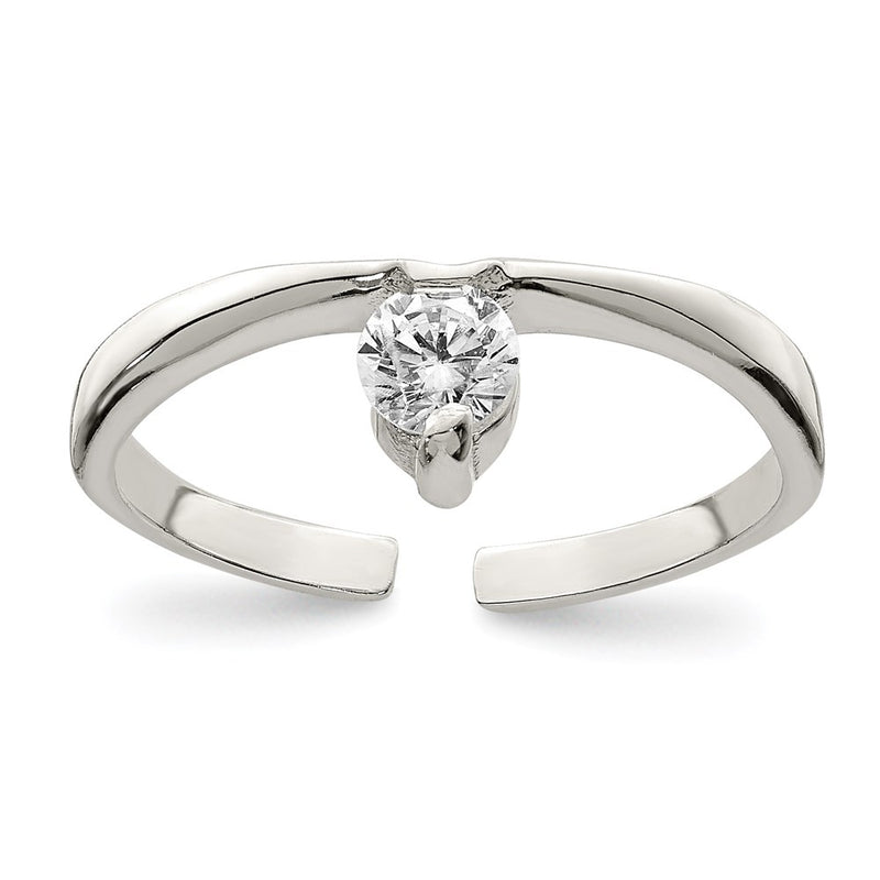 Sterling Silver Cz Toe Ring