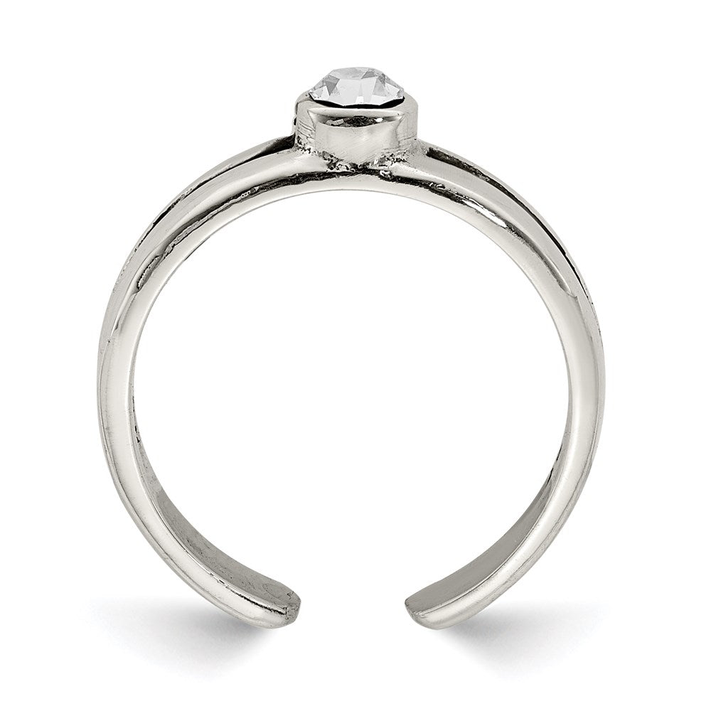 Sterling Silver Cz Antiqued Toe Ring