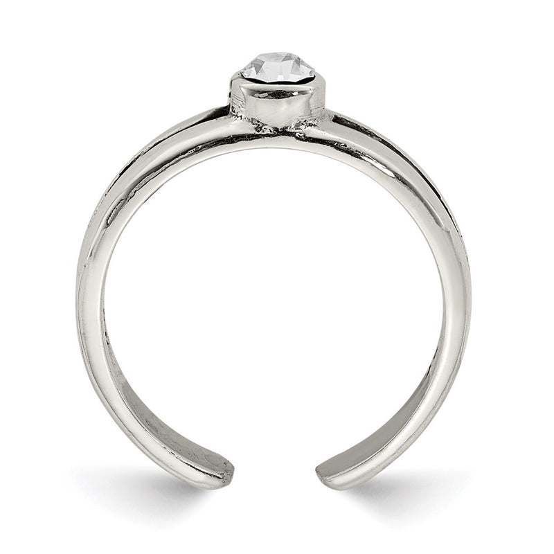 Sterling Silver Cz Antiqued Toe Ring