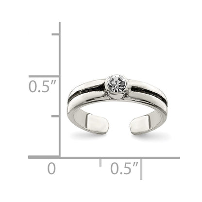 Sterling Silver Cz Antiqued Toe Ring