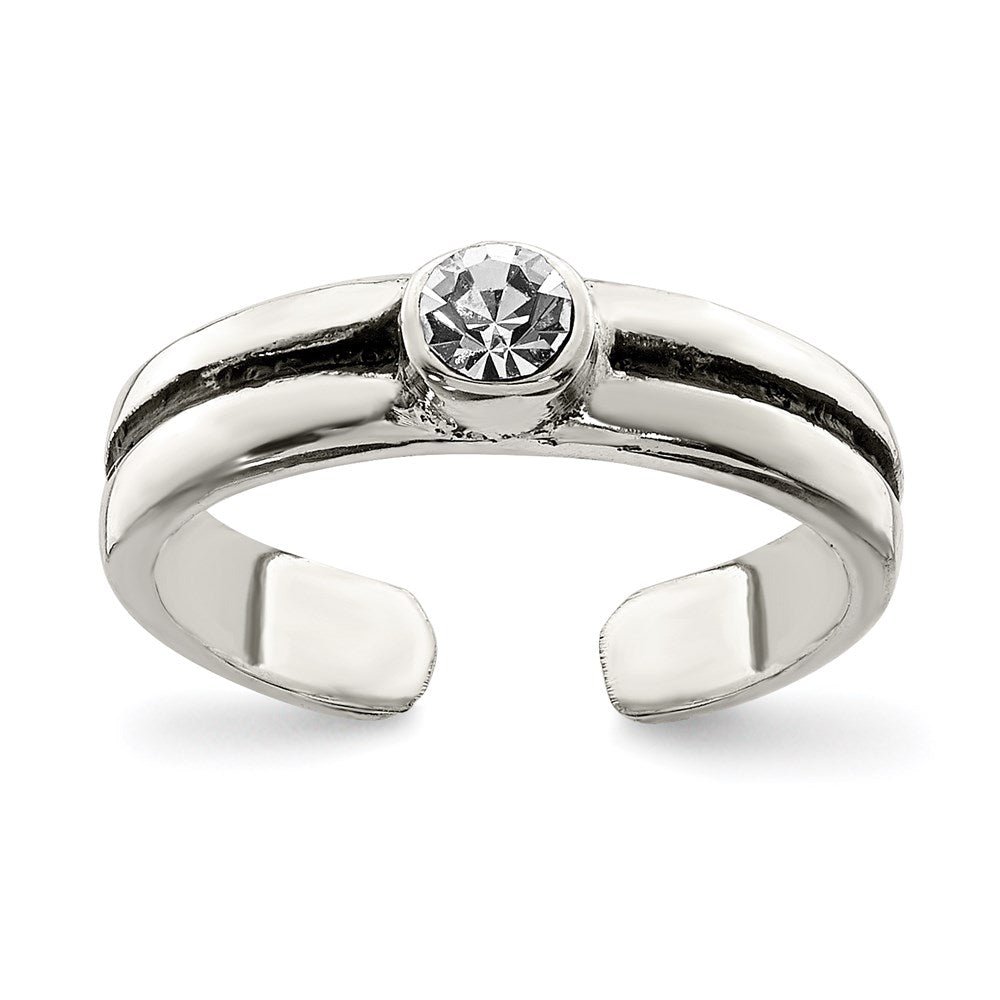 Sterling Silver Cz Antiqued Toe Ring