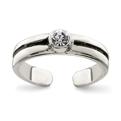 Sterling Silver Cz Antiqued Toe Ring