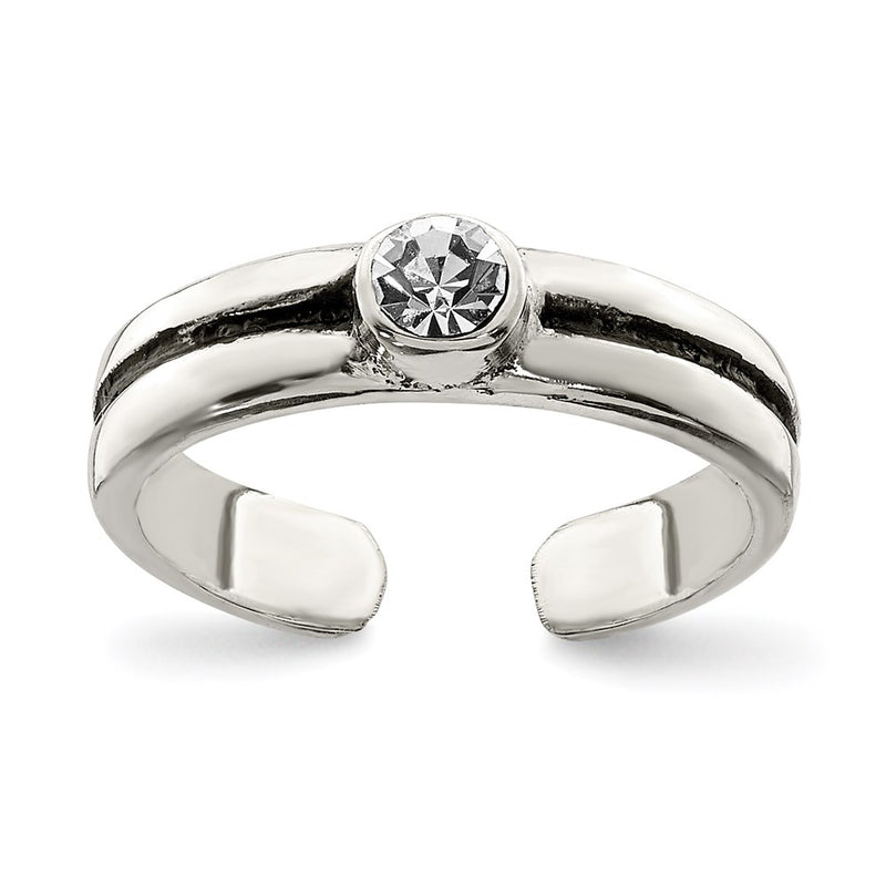 Sterling Silver Cz Antiqued Toe Ring