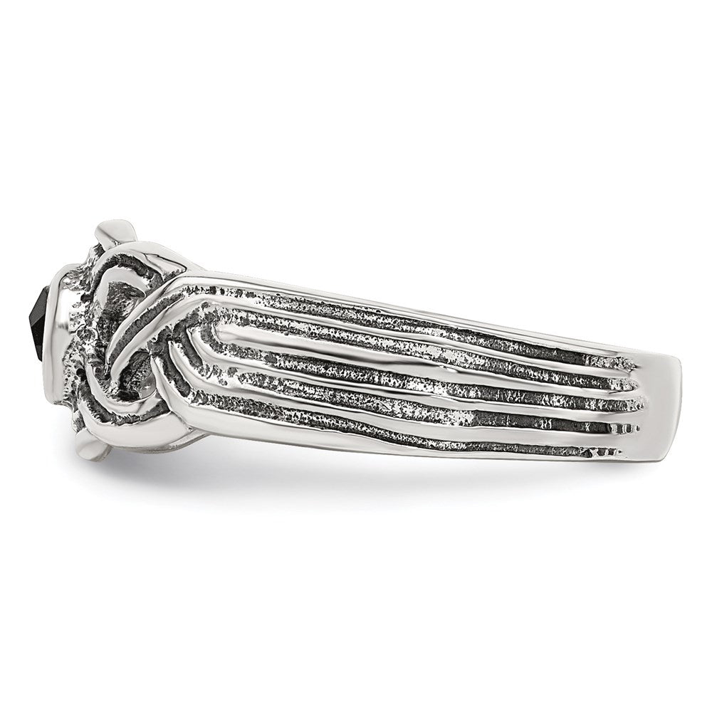 Sterling Silver Antiqued Black Cz Toe Ring