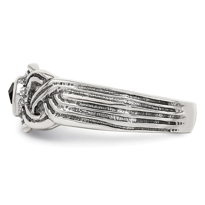 Sterling Silver Antiqued Black Cz Toe Ring