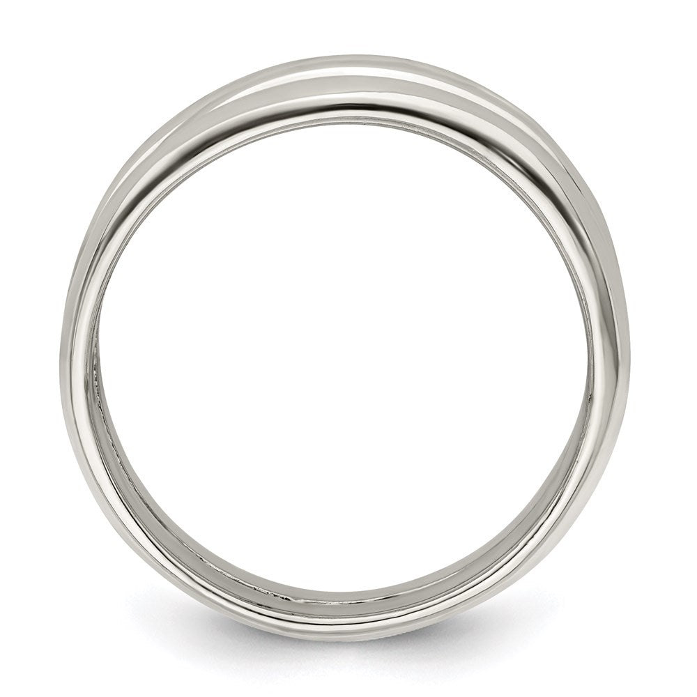 Sterling Silver Solid Fancy Ribbed Ring (Size 6 Only)