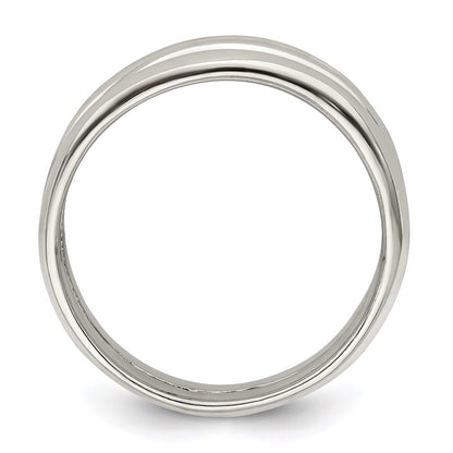 Sterling Silver Solid Fancy Ribbed Ring (Size 6 Only)