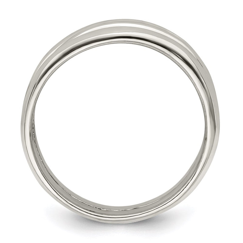 Sterling Silver Solid Fancy Ribbed Ring (Size 6 Only)