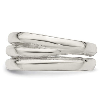 Sterling Silver Solid Fancy Ribbed Ring (Size 6 Only)