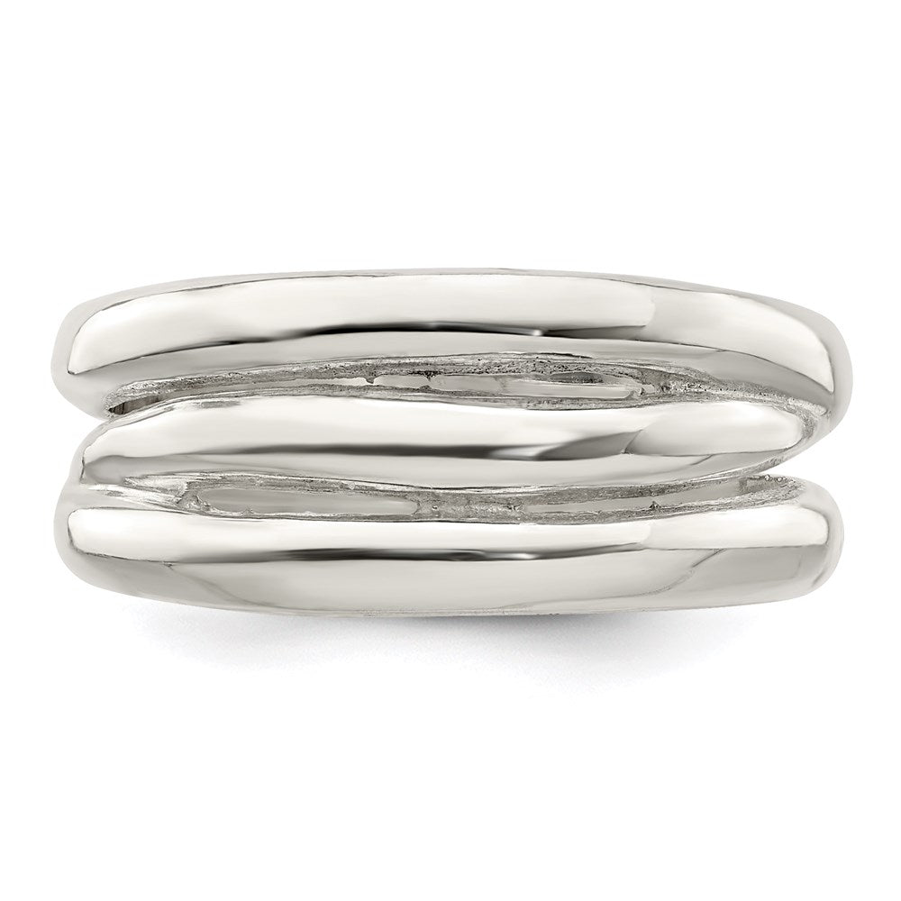 Sterling Silver Solid Fancy Ribbed Ring (Size 6 Only)