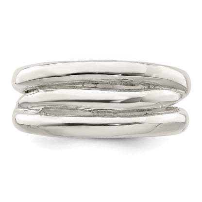 Sterling Silver Solid Fancy Ribbed Ring (Size 6 Only)