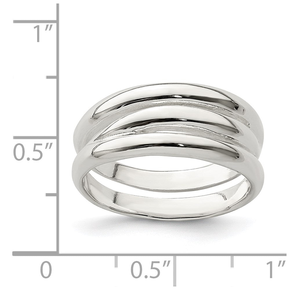 Sterling Silver Solid Fancy Ribbed Ring (Size 6 Only)