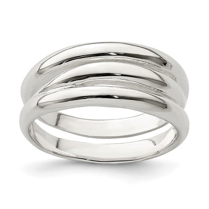 Sterling Silver Solid Fancy Ribbed Ring (Size 6 Only)