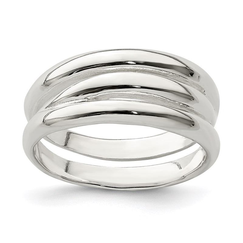Sterling Silver Solid Fancy Ribbed Ring (Size 6 Only)