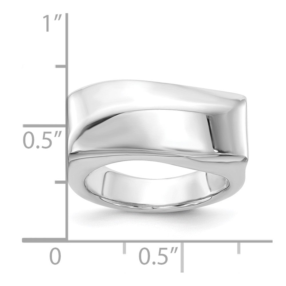 Sterling Silver Fancy Rectangular Wave Ring (Size 6 Only)
