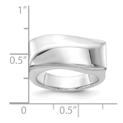 Sterling Silver Fancy Rectangular Wave Ring (Size 6 Only)