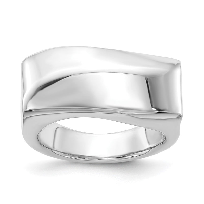Sterling Silver Fancy Rectangular Wave Ring (Size 6 Only)