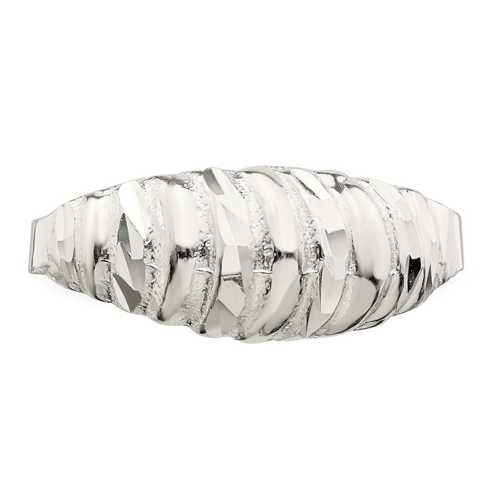 Sterling Silver Diamond Cut Domed Ring