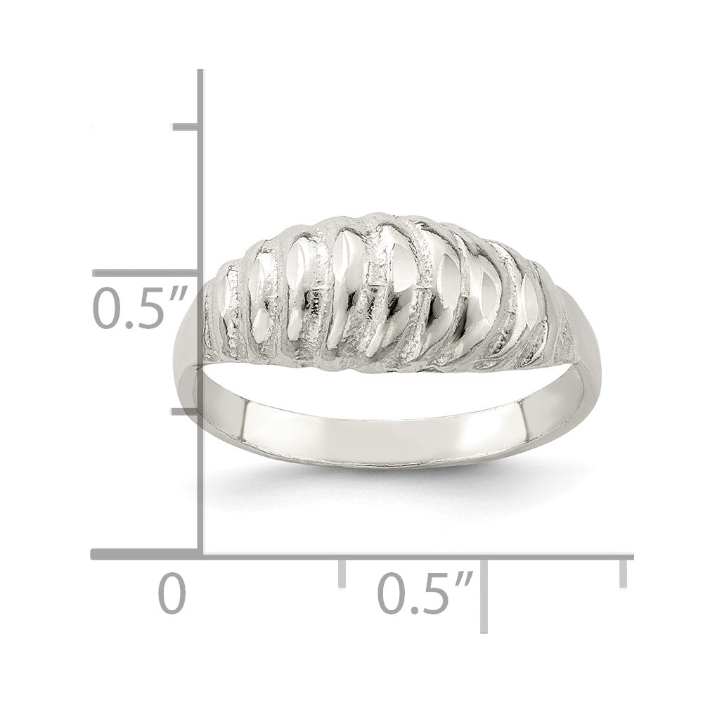 Sterling Silver Diamond Cut Domed Ring