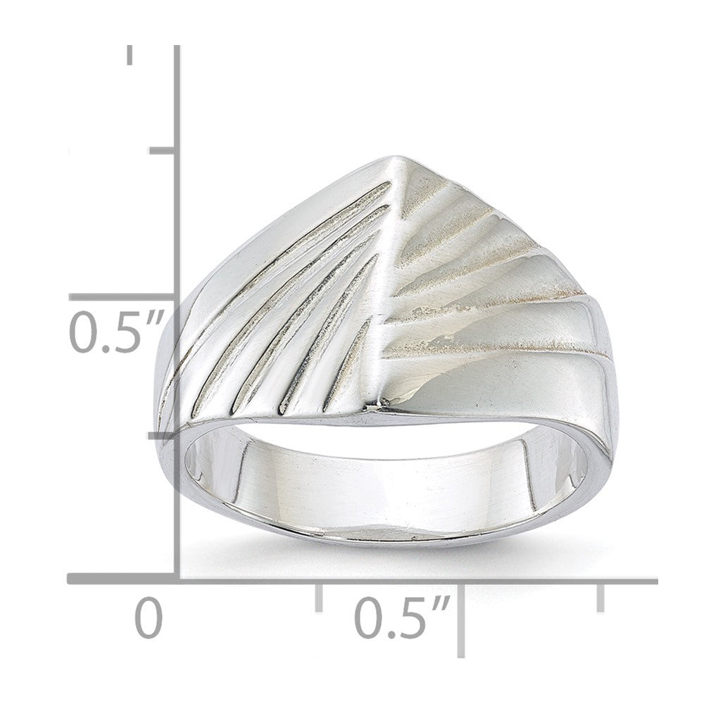 Sterling Silver Fancy Ribbed Ring (Size 8 Only)
