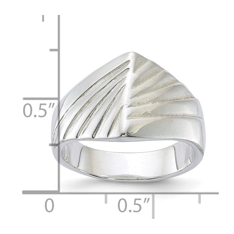 Sterling Silver Fancy Ribbed Ring (Size 8 Only)