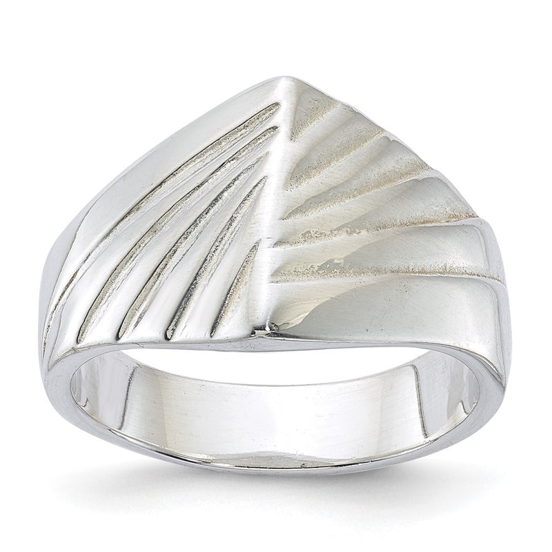 Sterling Silver Fancy Ribbed Ring (Size 8 Only)