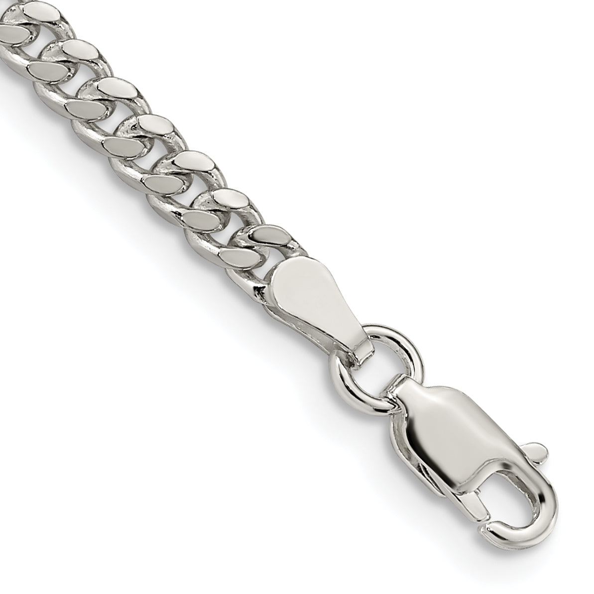 7 Inch Sterling Silver 3.25mm Domed Curb Chain