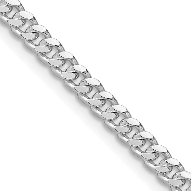 Sterling Silver Rhodium-Plated 3.25mm Domed W/ Side D/c Curb Chain