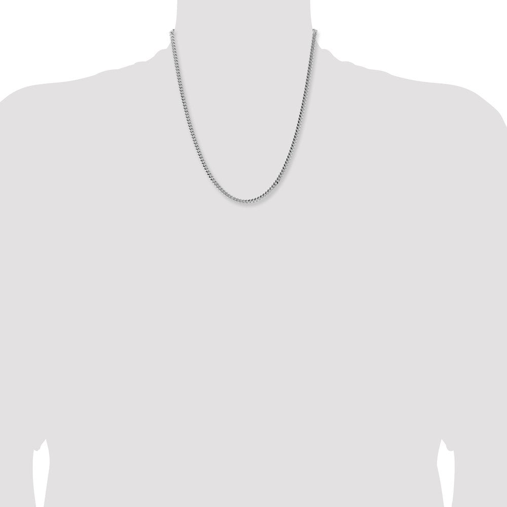 20 Inch Sterling Silver 4mm Domed W/ Side D/C Curb Chain Necklace