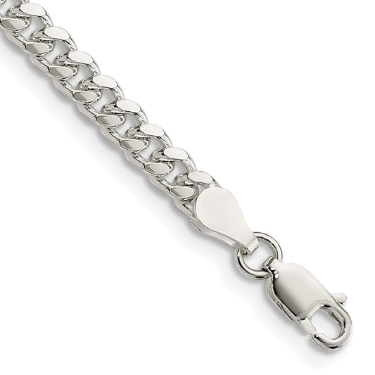 7 Inch Sterling Silver 4mm Domed W/ Side D/C Curb Chain