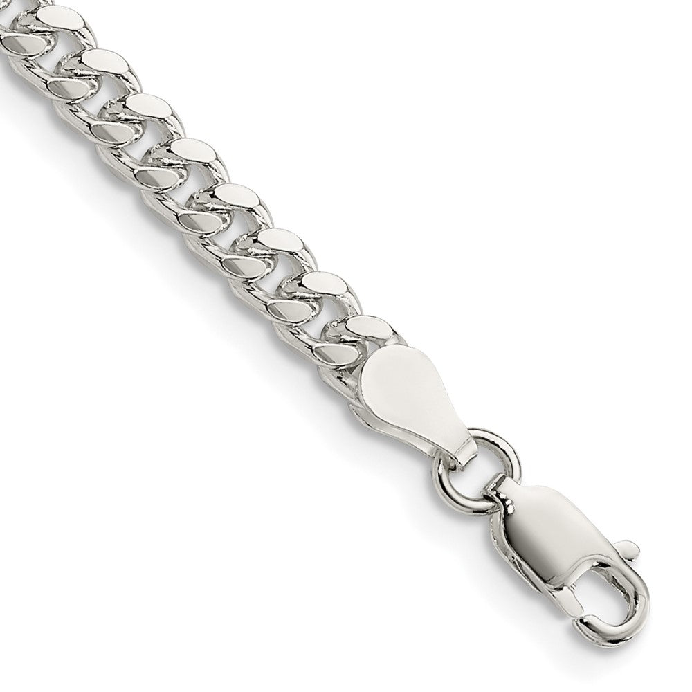 7 Inch Sterling Silver 4mm Domed W/ Side D/C Curb Chain Bracelet