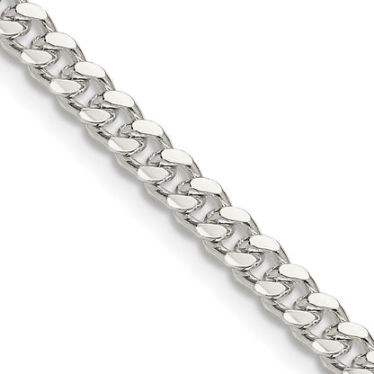 20 Inch Sterling Silver 4mm Domed W/ Side D/C Curb Chain Necklace