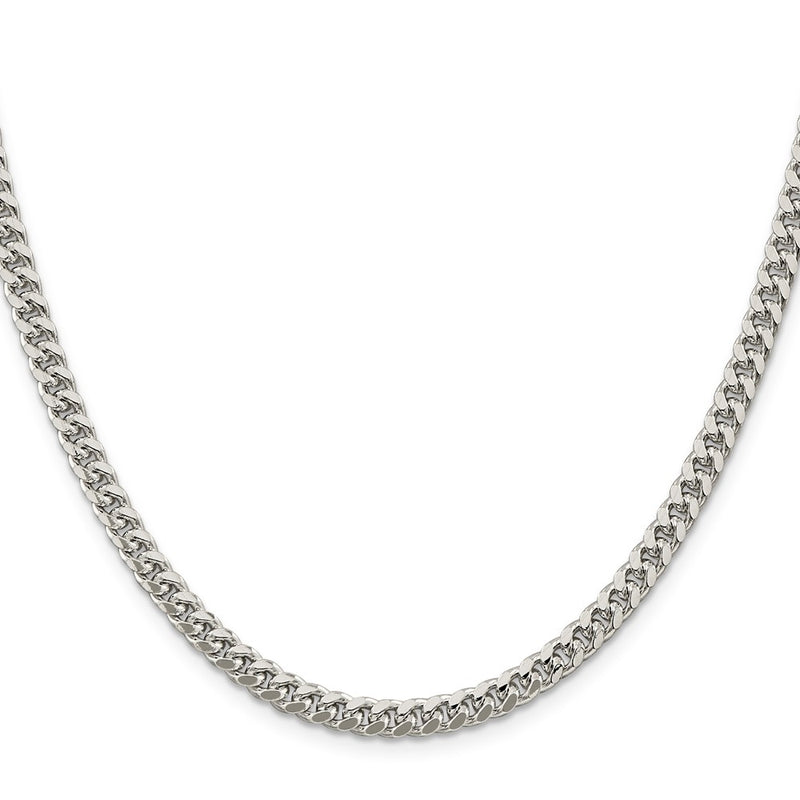 24 Inch Sterling Silver 5mm Domed W/ Side D/C Curb Chain Necklace