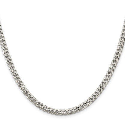 16 Inch Sterling Silver 5mm Domed W/ Side D/C Curb Chain Necklace