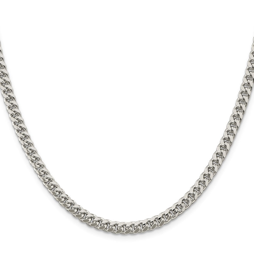 20 Inch Sterling Silver 5mm Domed W/ Side D/C Curb Chain Necklace
