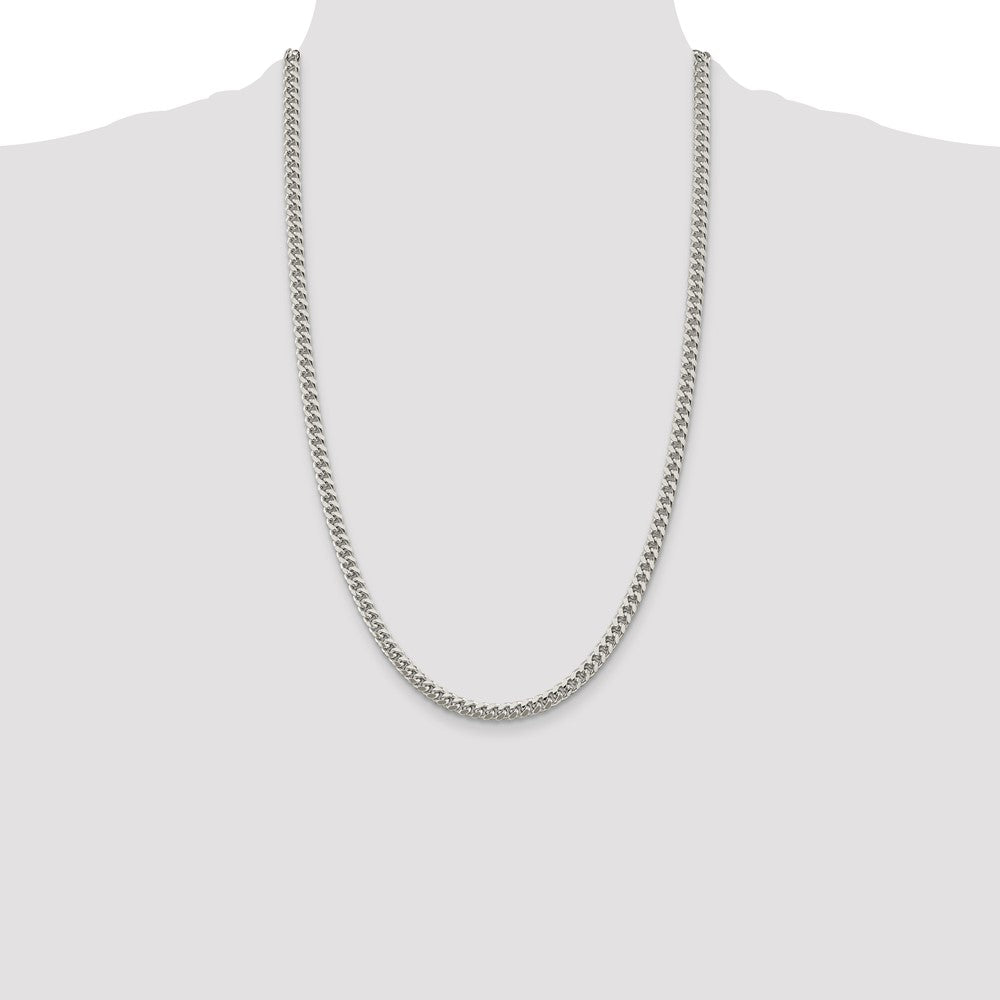 22 Inch Sterling Silver 5mm Domed W/ Side D/C Curb Chain Necklace