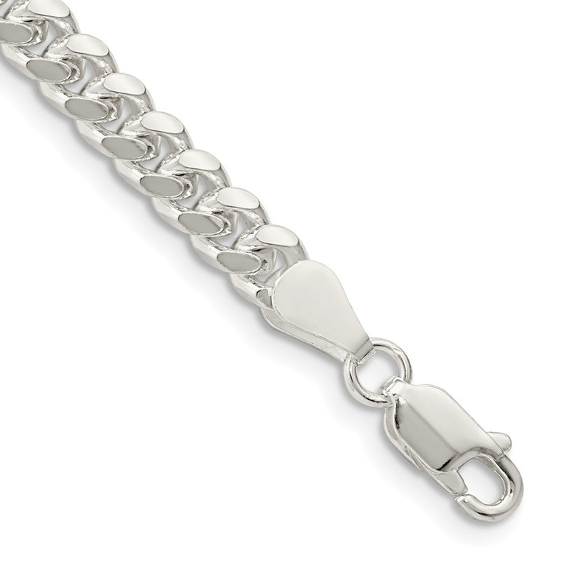 8 Inch Sterling Silver 5mm Domed W/ Side D/C Curb Chain Bracelet