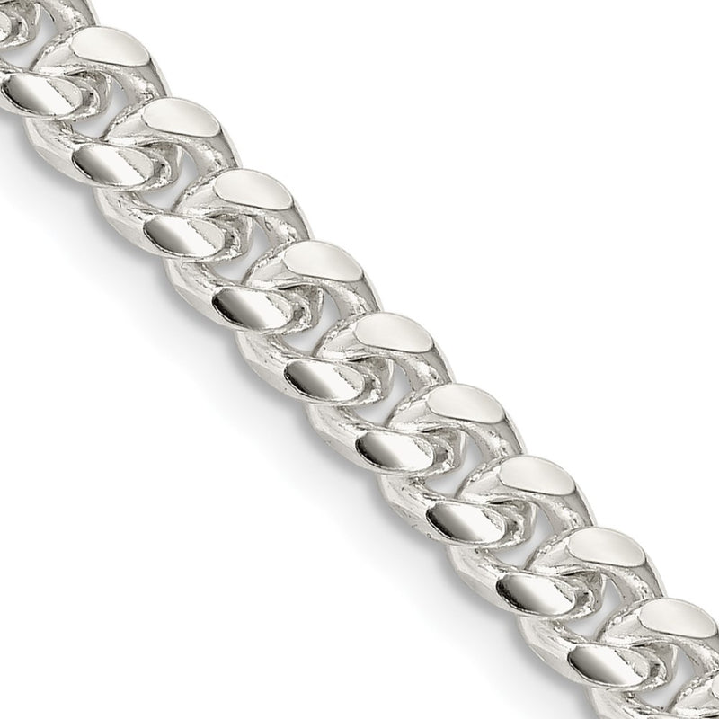 24 Inch Sterling Silver 5mm Domed W/ Side D/C Curb Chain Necklace