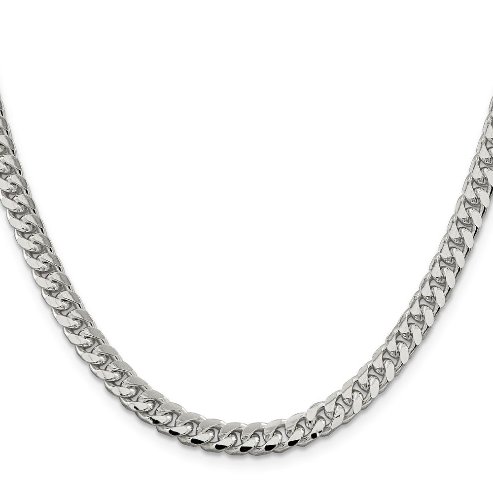 24 Inch Sterling Silver 6mm Domed W/ Side D/C Curb Chain Necklace