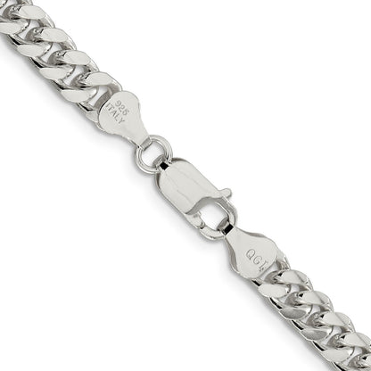 22 Inch Sterling Silver 6mm Domed W/ Side D/C Curb Chain Necklace