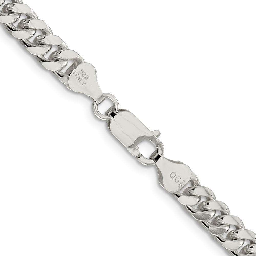 24 Inch Sterling Silver 6mm Domed W/ Side D/C Curb Chain Necklace