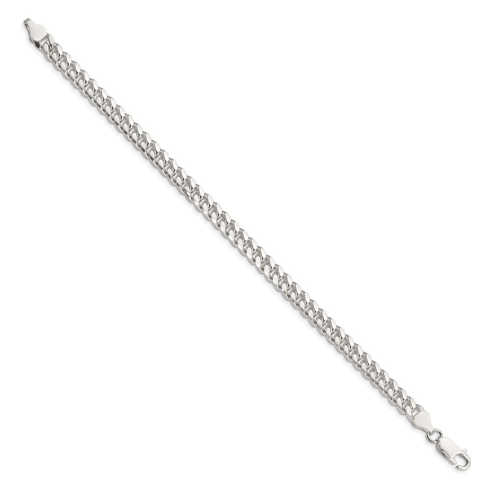9 Inch Sterling Silver 6mm Domed W/ Side D/C Curb Chain Bracelet