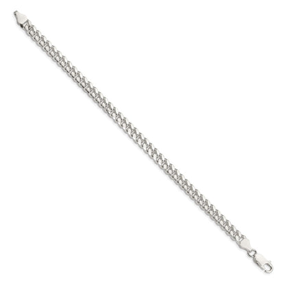 9 Inch Sterling Silver 6mm Domed W/ Side D/C Curb Chain Bracelet