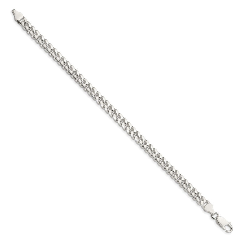 9 Inch Sterling Silver 6mm Domed W/ Side D/C Curb Chain Bracelet