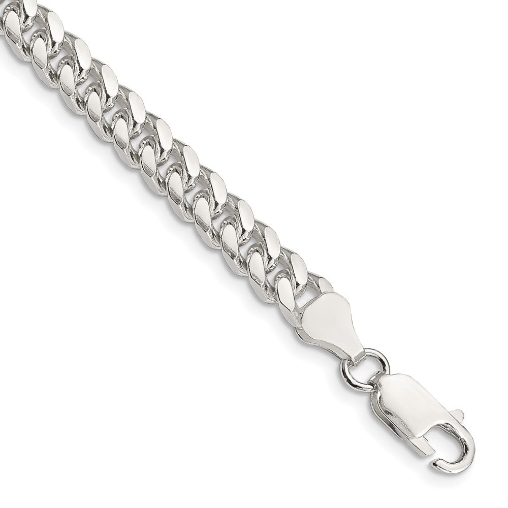 9 Inch Sterling Silver 6mm Domed W/ Side D/C Curb Chain Bracelet