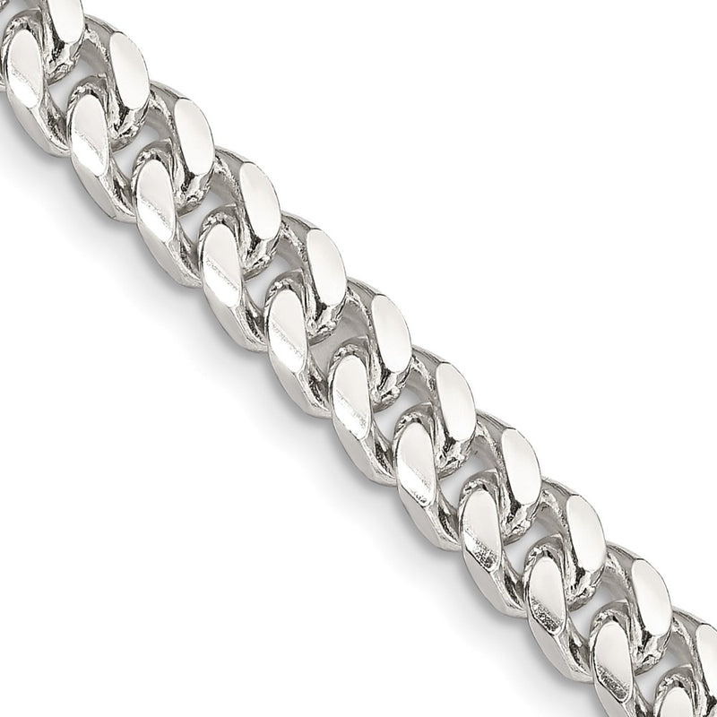 26 Inch Sterling Silver 6mm Domed W/ Side D/C Curb Chain Necklace
